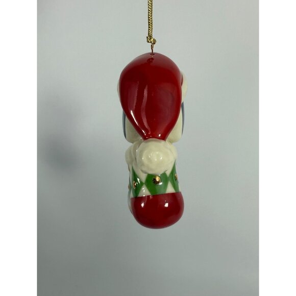 Lenox Snoopy Christmas Ornament • Peanuts Santa Snoopy in Stocking • Porcelain H - Picture 4 of 7